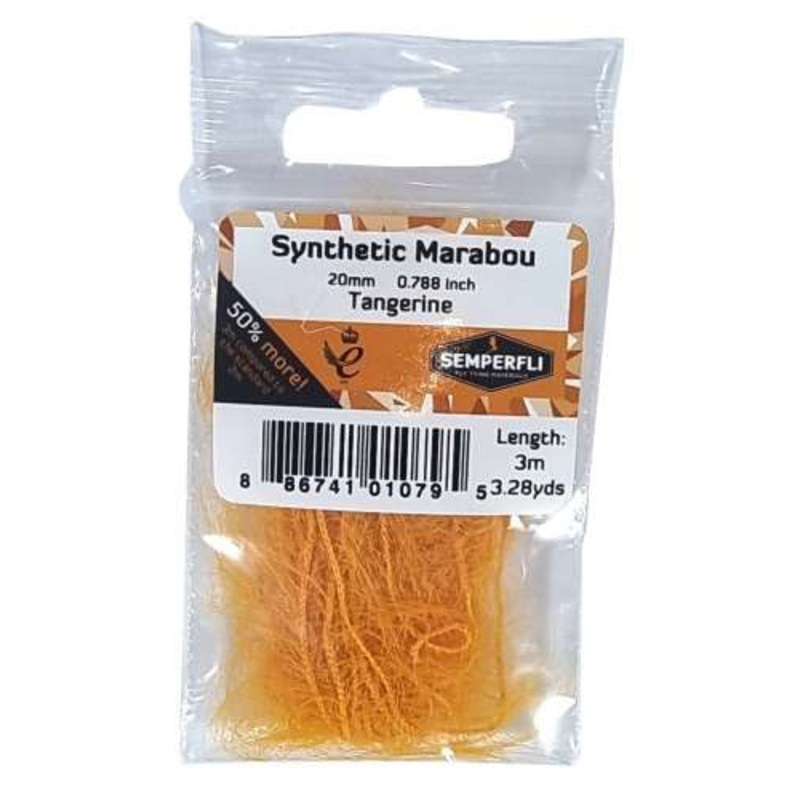 Semperfli Synthetic Marabou|20 mm|40 mm|Black|Brown Olive|Cream|Electric Blue|Fl. Atomic Yellow|Fl. Hot Candy Pink|Fl. Hot Red|Fl. Nuclear Green|Fl. Orange Tobiko|Fl. Shrimp Pink|Steelhead Orange|Grape Juice|Gray|Kaluga Gold|Lemon Lime|Light Brown|Light G