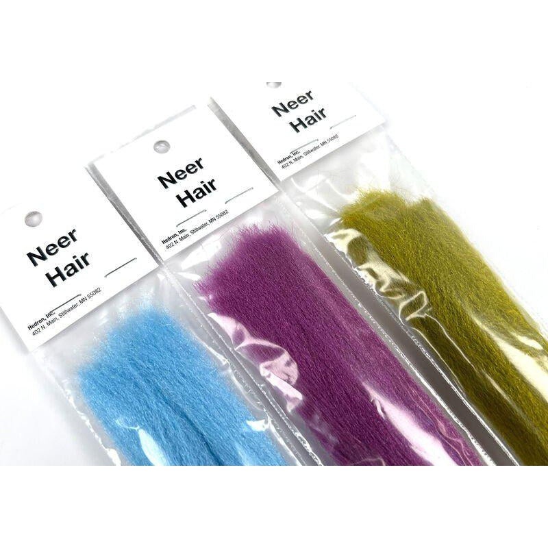 Hareline Neer Hair|Black|Brown|White|Yellow|Orange|Red|Olive|Pink|Puprle|Lavender|Kelly Green|Lime|Blue|Light Blue|Polar Bear|Smoke|Gray|Peach|Tan|Shrimp Pink|Mint Green|Fl. Blue