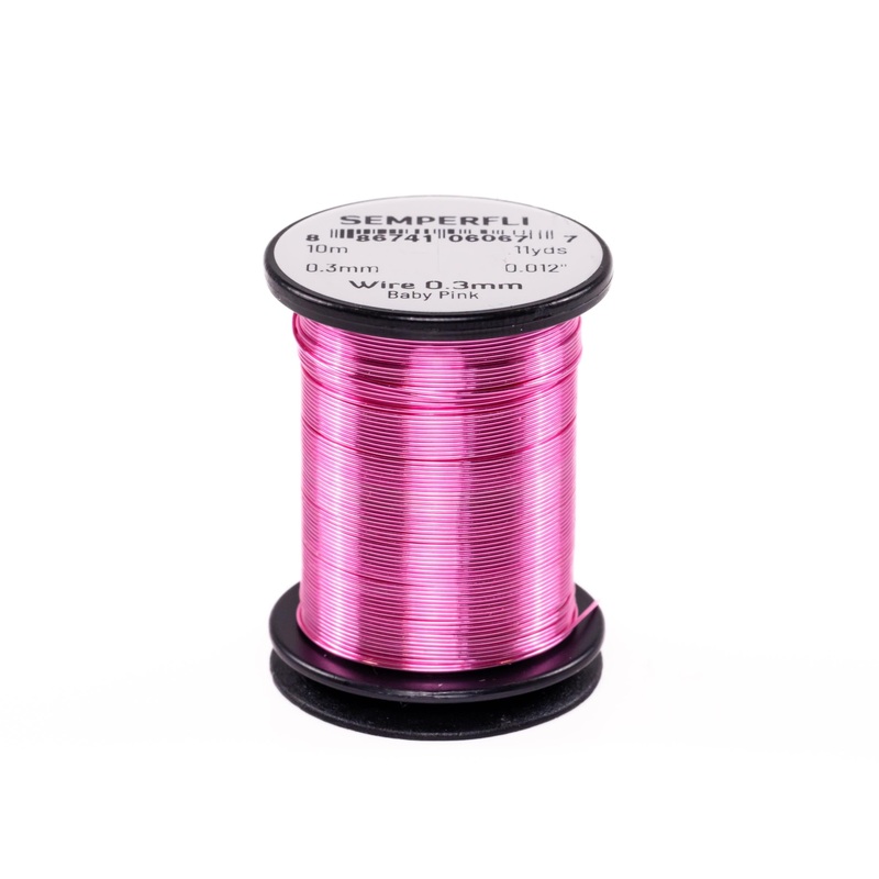 Semperfli Wire 0.3 mm|Baby Pink|Black|Bright Damsel Green|Bright Silver|Bright Gold|Brown|Chartreuse|Copper|Hot Pink|Hot Green|Ice Blue|Light Gold|March Brown|Purple|Sea Green|Vivid Green|Red