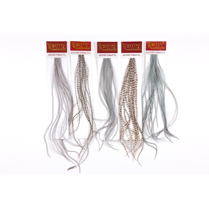 Whiting Farms 100 Pack|White dyed Light Dun|White dyed Medium Dun|Grizzly|White|Brown|10|12|14|16|18|20|6|8