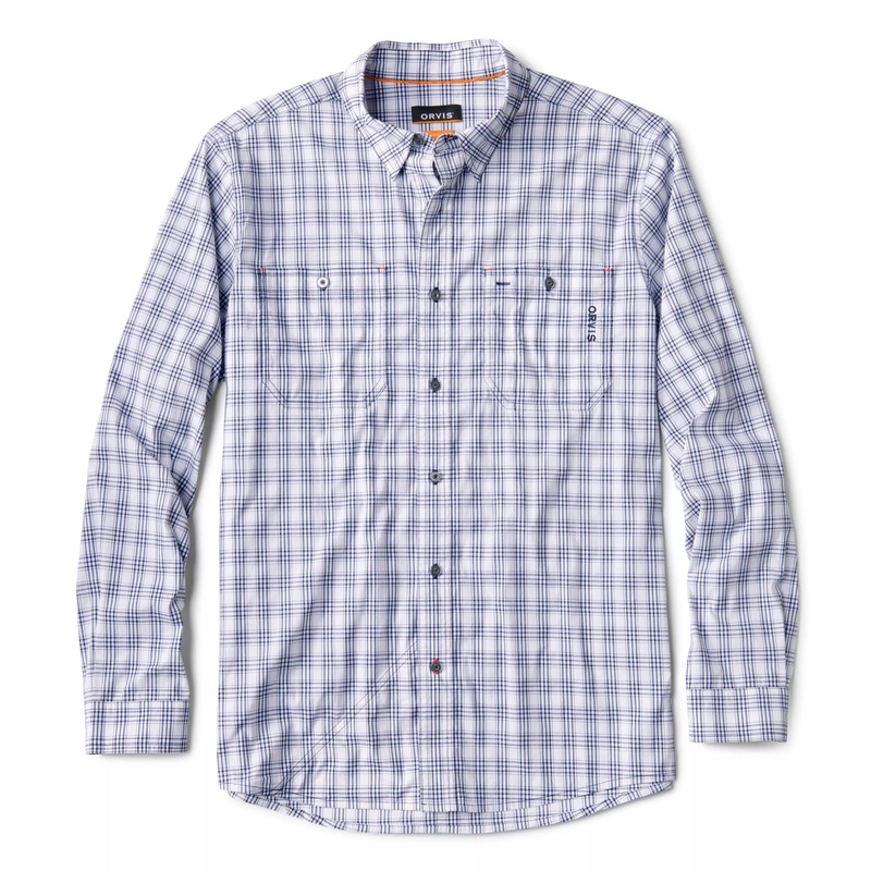 Orvis Men’s River Guide Plaid Long-Sleeve Shirt – True Navy