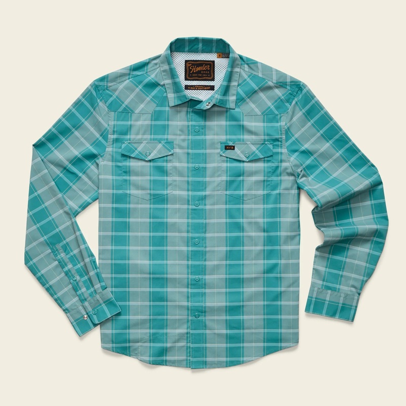 Howler Brothers H Bar B Tech Longsleeve Shirt – Braden Plaid : Teal