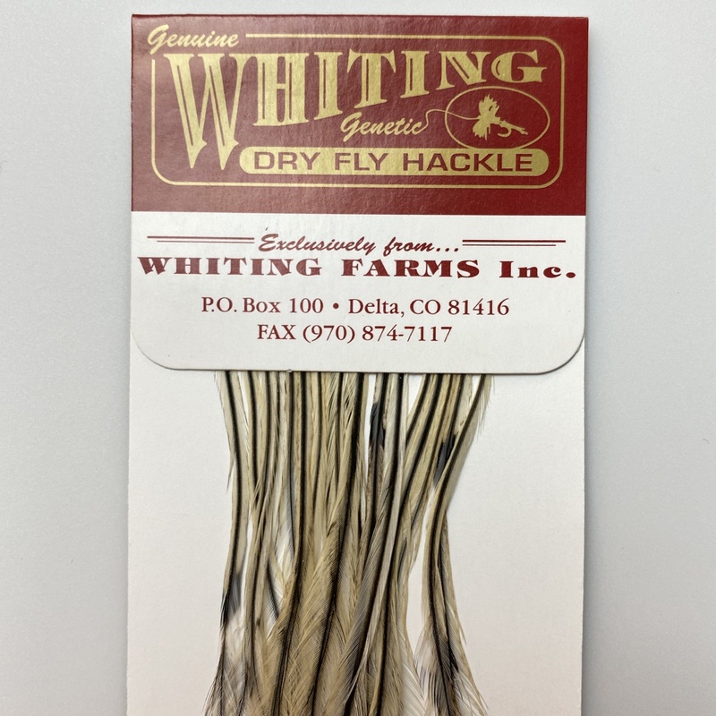 Whiting 100 Pack Dry Fly Hackle  – Silver Badger – 12