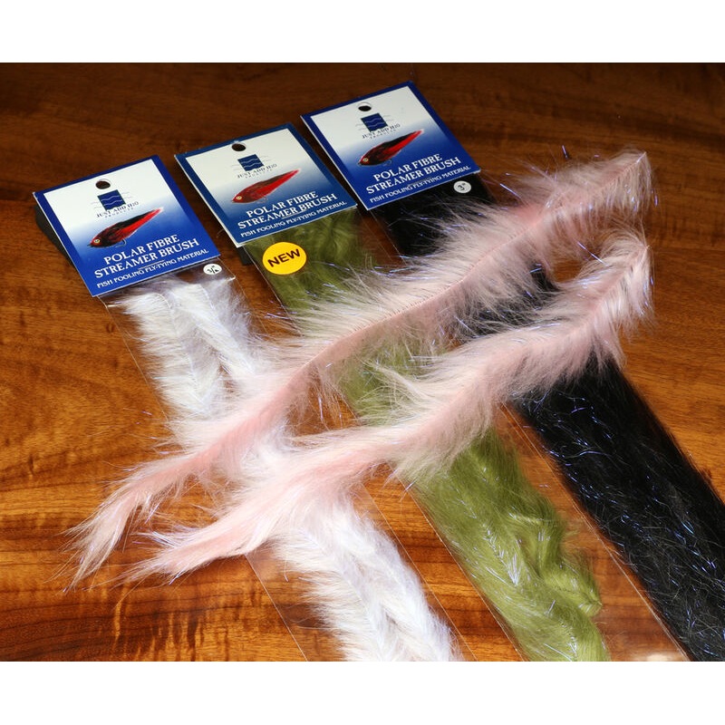 Polar Fiber Streamer Brush|Black|Camel|Chartreuse|Electric Yellow|Gold|Grey|Olive|Pink|Red|Shrimp|White|3/4″|1.5″|3″