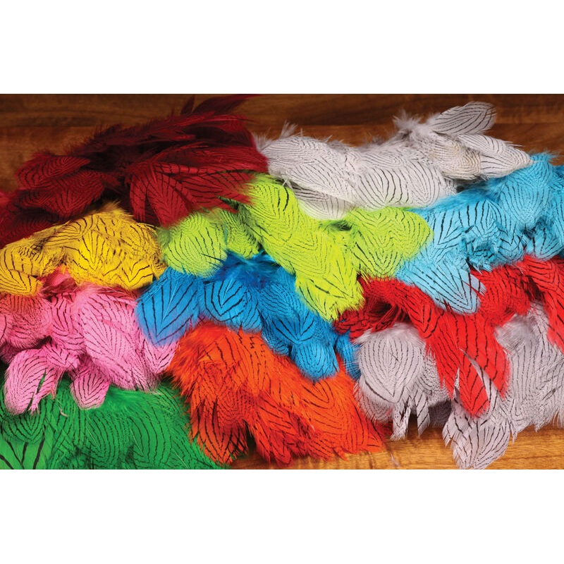 Silver Pheasant Body Feathers|Highlander Green|Hot Orange|Hot Pink|Kingfisher Blue|Minnow Gray|Natural|Purple|Silver Doctor Blue|Yellow|Chartreuse|Claret|Red