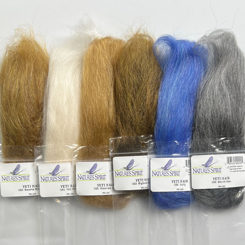 Yeti Hair|Bigfoot Brown|Black|Brown|Brown Olive|Claret|Damsel Nymph Olive|Dark Olive|Fluorescent Blue|Fluorescent Chartreuse|Fluorescent Orange|Fluorescent Yellow|Fluorescent Yeti|Golden Olive|Gray Olive|Hot Pink|Muskrat Gray|Olive|Orange|Pink|Primrose Ye