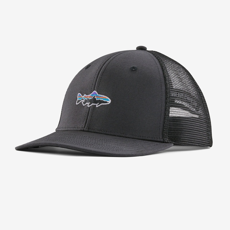Patagonia Fly Fish Food Stand Up Trout Trucker Hat – Ink Black