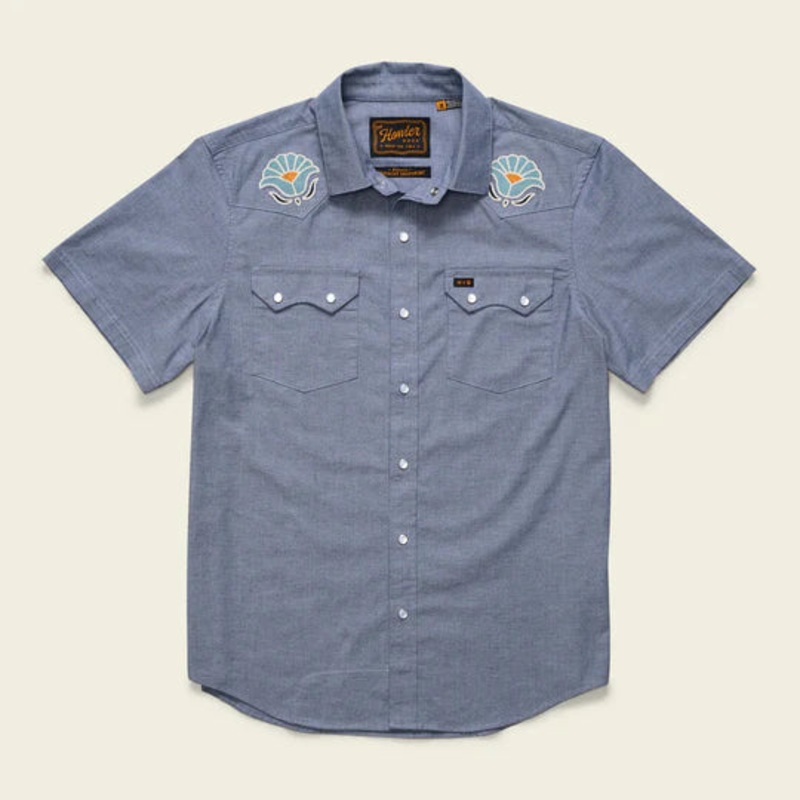 Howler Bros – Crosscut Deluxe Shortsleeve Shirt – Fresh Blooms: Indigo
