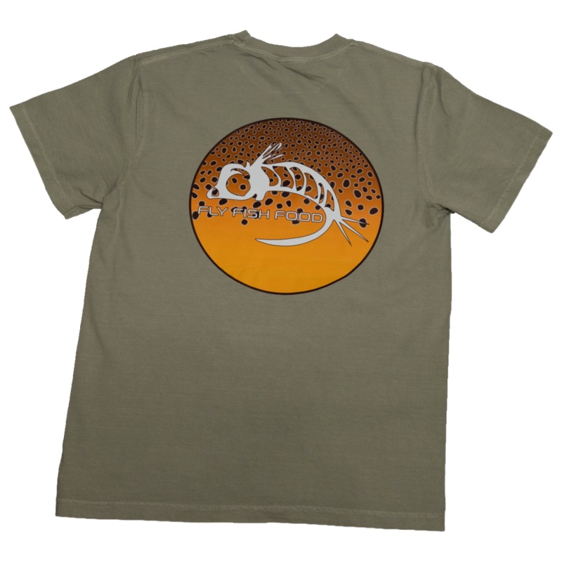 Fly Fish Food Brown Trout Logo Tee – Sage