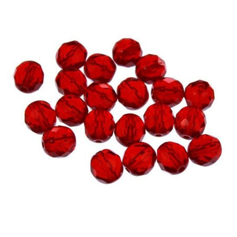 Dry Creek Glass Beads|8mm|6mm|Red|Clear
